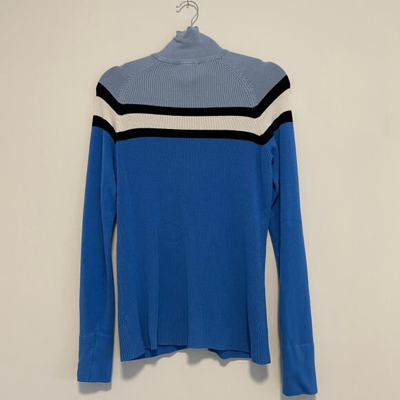 Vintage Y2K Bebe Sport Rhinestone Ribbed Stripe Blue Zip Up Women's Large - Picture 3 of 7